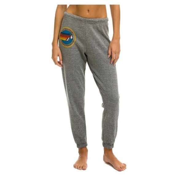 Aviator Nation Sz S Sweatpants Joggers Gray Manhattan Beach Logo Spellout - Picture 2 of 12